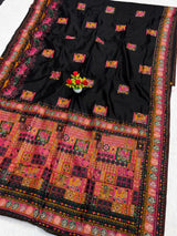 Demanding Black Pashmina Silk Saree With Appealing Blouse Piece