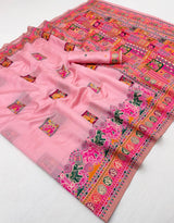 Palimpsest Pink Pashmina Silk Saree With Lagniappe Blouse Piece