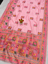 Palimpsest Pink Pashmina Silk Saree With Lagniappe Blouse Piece