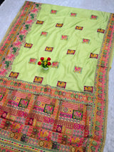 Hypnotic Pista Pashmina Silk Saree With Classy Blouse Piece