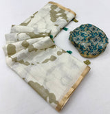 Assemblage Beige Printed Cotton Silk Saree With Charismatic Blouse Piece
