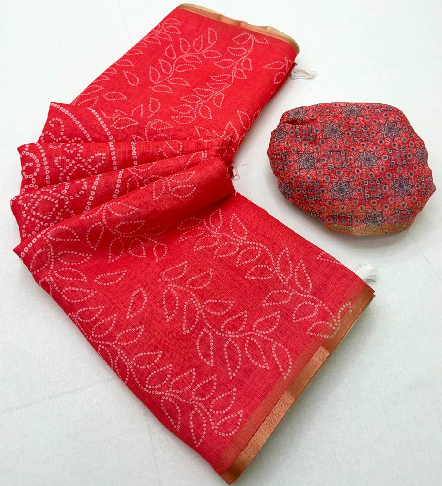 Posh Dark Pink Printed Cotton Silk Saree With Demesne Blouse Piece
