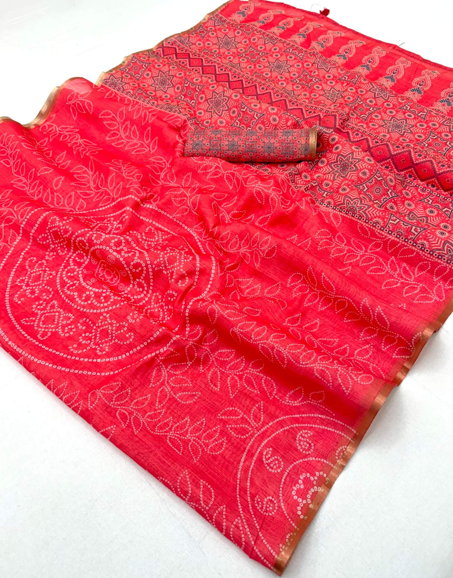 Posh Dark Pink Printed Cotton Silk Saree With Demesne Blouse Piece