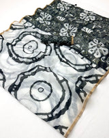 Deserving Off White Printed Cotton Silk Saree With Palimpsest Blouse Piece