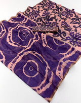 Magnetic Purple Printed Cotton Silk Saree With Prominent Blouse Piece
