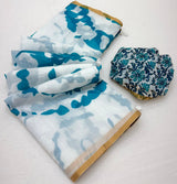 Flaunt Off White Printed Cotton Silk Saree With Rhapsodic Blouse Piece