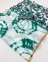 Admirable Off White Printed Cotton Silk Saree With Mesmerising Blouse Piece