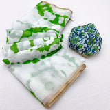 Delightful Off White Printed Cotton Silk Saree With Prettiest Blouse Piece