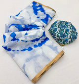 Ineffable Off White Printed Cotton Silk Saree With Blissful Blouse Piece