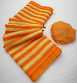 Intricate Orange Printed Cotton Silk Saree With Improbable Blouse Piece