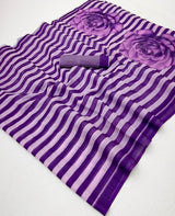 Majesty Purple Printed Cotton Silk Saree With Enigmatic Blouse Piece