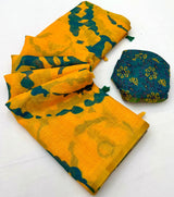 Panache Yellow Printed Cotton Silk Saree With Staring Blouse Piece