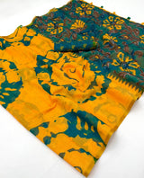 Panache Yellow Printed Cotton Silk Saree With Staring Blouse Piece