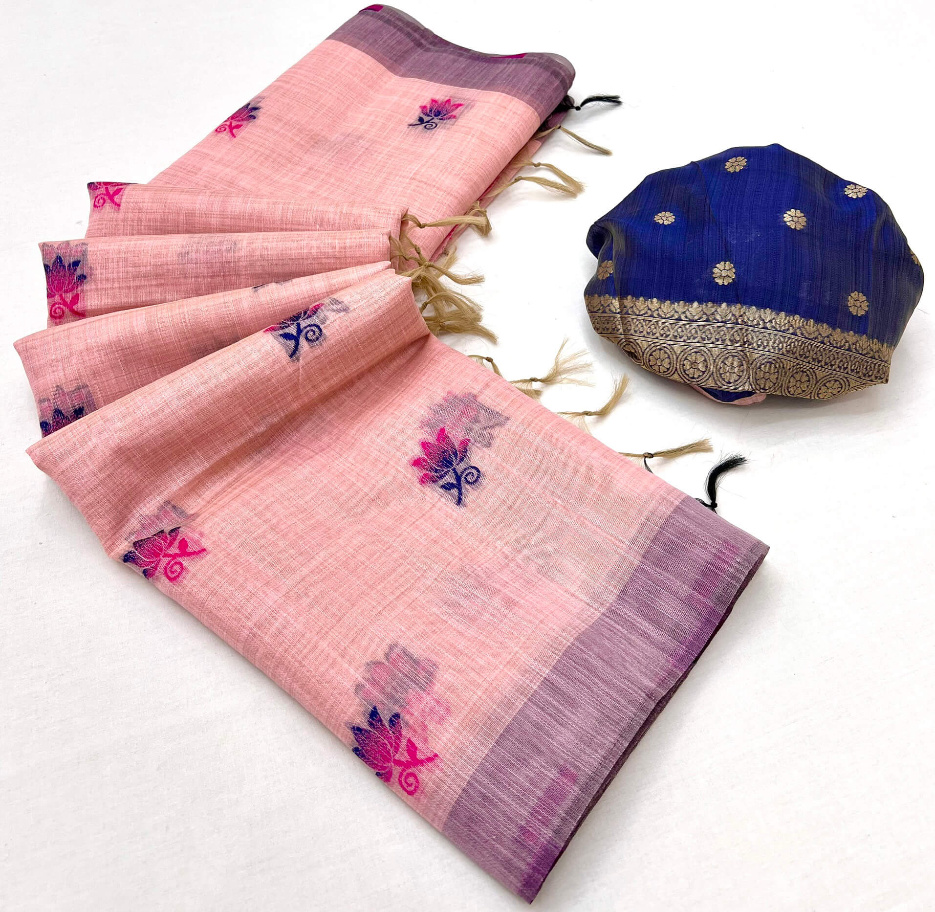 Posh Pink Pure Munga Cotton Silk Saree With Smashing Blouse Piece