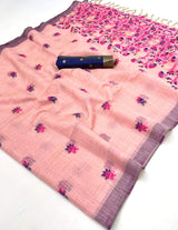 Posh Pink Pure Munga Cotton Silk Saree With Smashing Blouse Piece