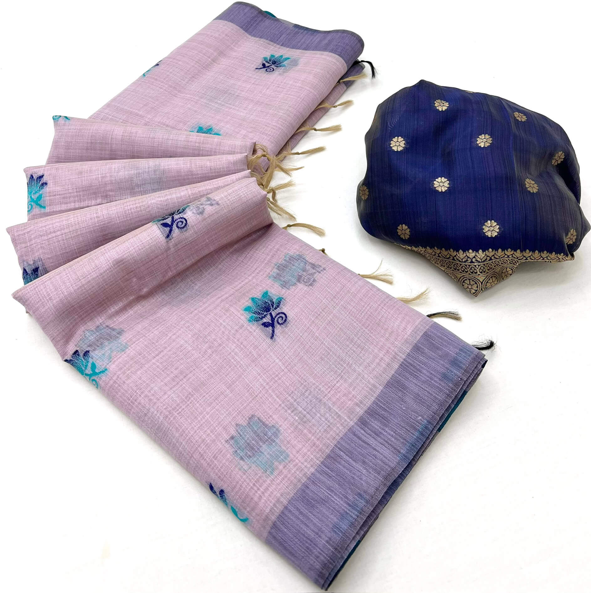 Zephyr Lavender Pure Munga Cotton Silk Saree With Impressive Blouse Piece