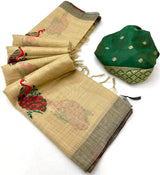 Enticing Yellow Pure Munga Cotton Silk Saree With Susurrous Blouse Piece
