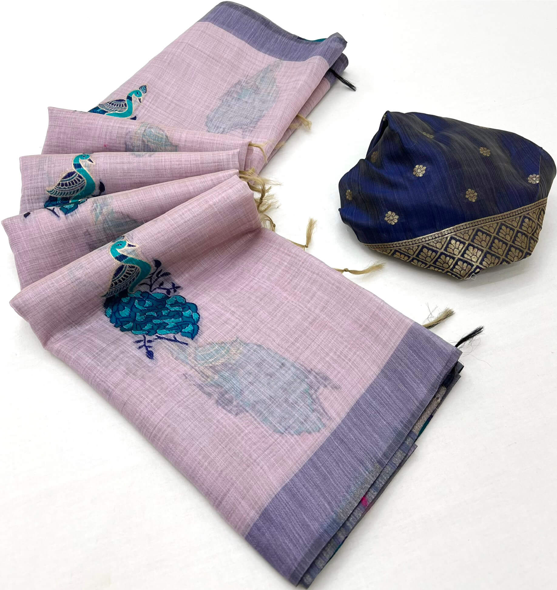 Amiable Lavender Pure Munga Cotton Silk Saree With Marvellous Blouse Piece