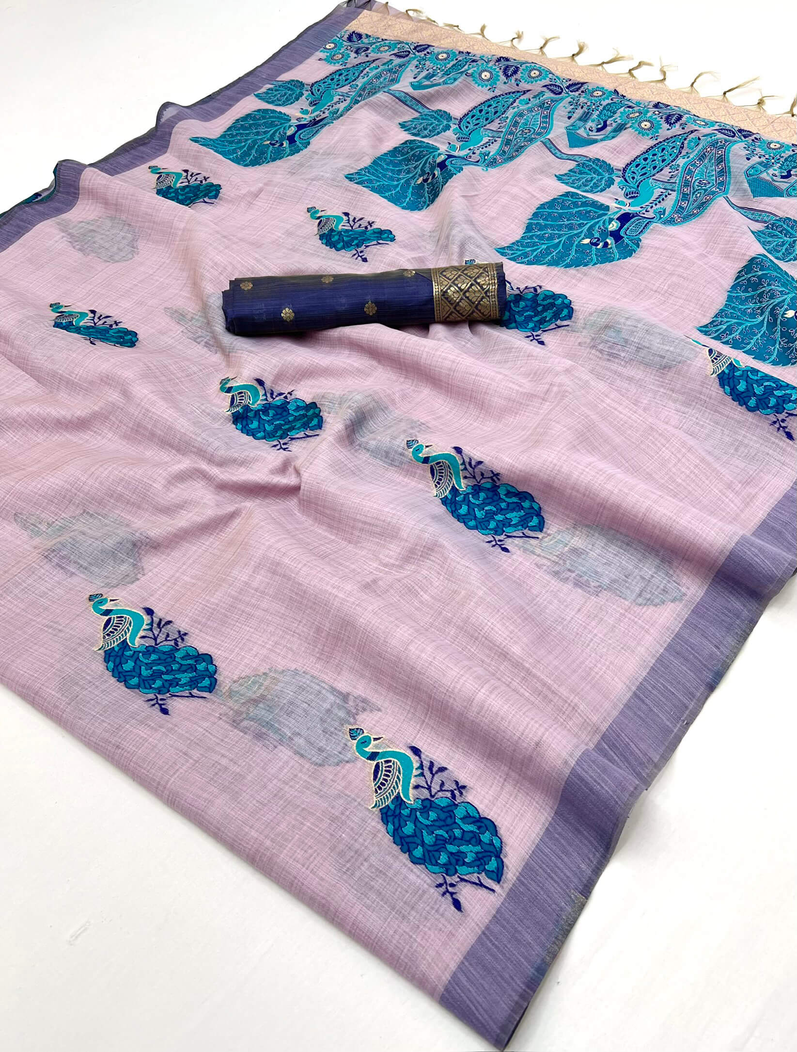 Amiable Lavender Pure Munga Cotton Silk Saree With Marvellous Blouse Piece
