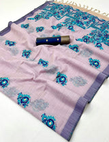 Ratatouille Lavender Pure Munga Cotton Silk Saree With Tantalizing Blouse Piece