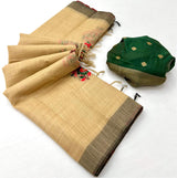Improbable Yellow Pure Munga Cotton Silk Saree With Refreshing Blouse Piece