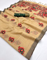Improbable Yellow Pure Munga Cotton Silk Saree With Refreshing Blouse Piece