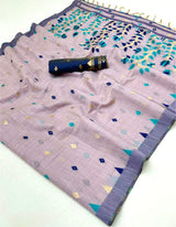 Brood Lavender Pure Munga Cotton Silk Saree With Charming Blouse Piece