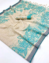 Enigmatic Beige Pure Munga Cotton Silk Saree With Eclat Blouse Piece