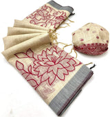 Desuetude Beige Pure Munga Cotton Silk Saree With Ravishing Blouse Piece