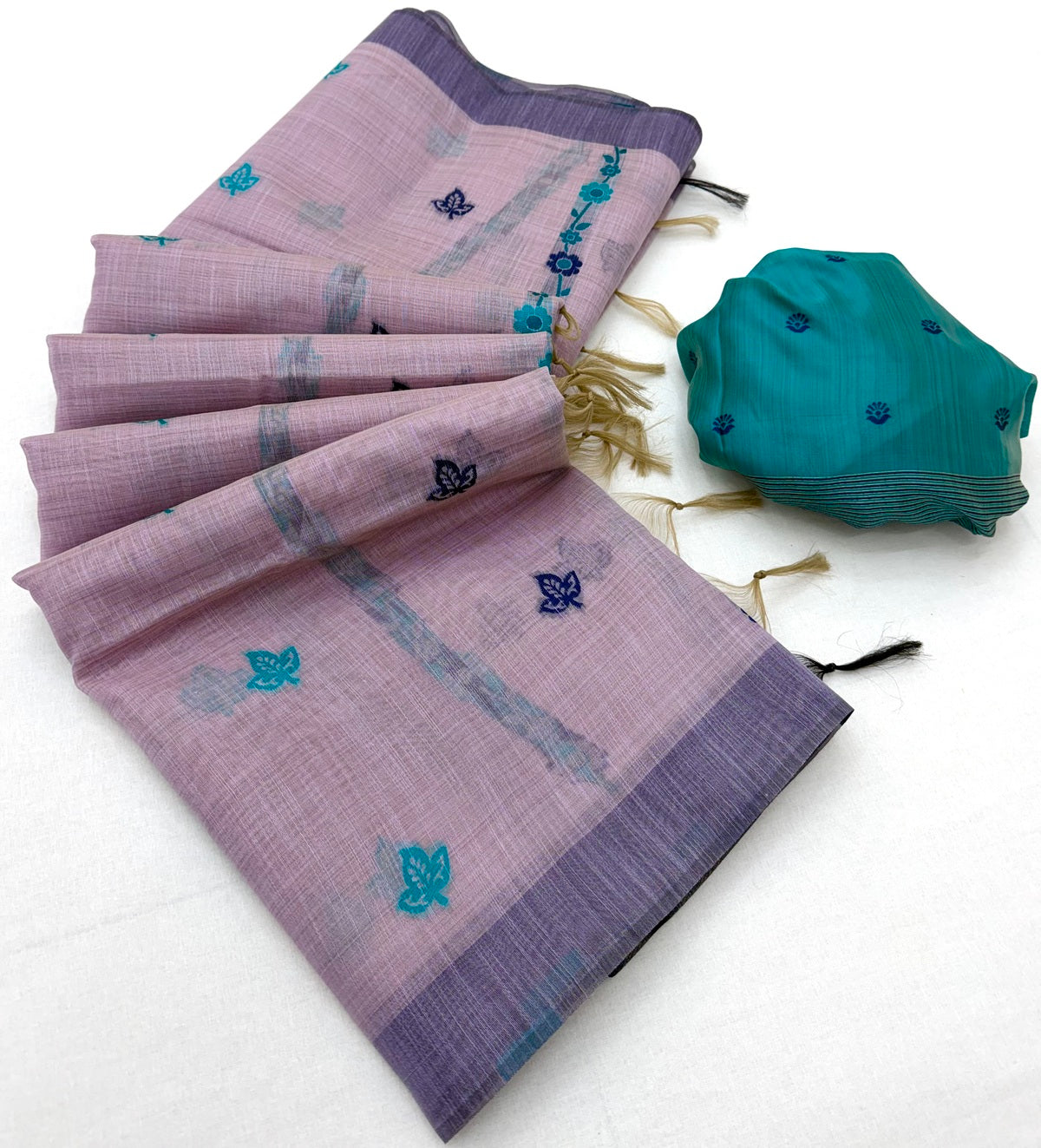 Panoply Lavender Pure Munga Cotton Silk Saree With Sensational Blouse Piece