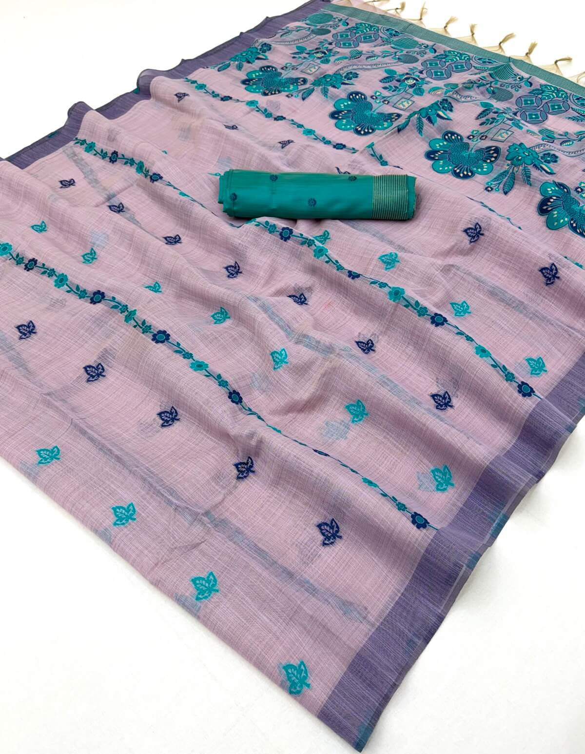 Panoply Lavender Pure Munga Cotton Silk Saree With Sensational Blouse Piece