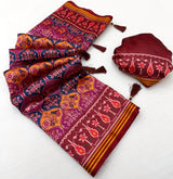 Lustrous Purple Printed Patola Handloom Silk Saree With Dazzling Blouse Piece