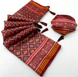 Jazzy Wine Printed Patola Handloom Silk Saree With Pulsating Blouse Piece