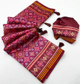 Evocative Purple Printed Patola Handloom Silk Saree With Enchanting Blouse Piece