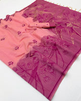 Assemblage Pink Pure Munga Cotton Silk Saree With Charismatic Blouse Piece