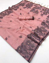 Tantalizing Pink Pure Munga Cotton Silk Saree With Sempiternal Blouse Piece