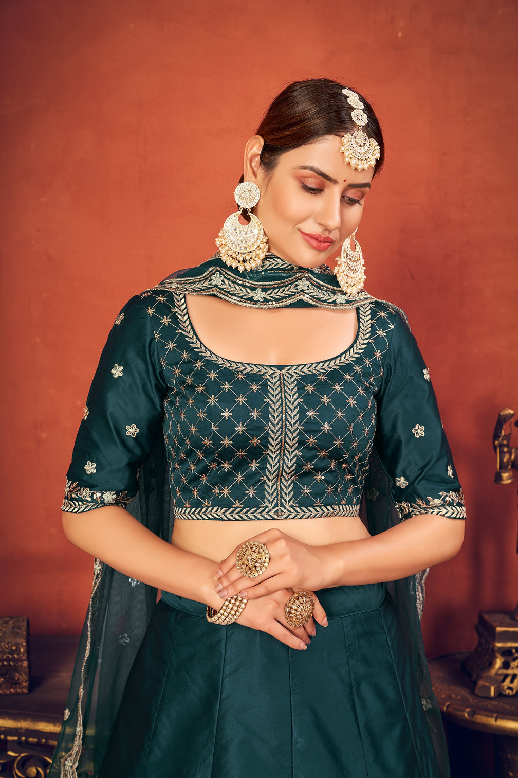 Rama Green With Art Silk Fabric And Heavy Thread With Sequince Embroidered Work And Including Heavy Can-Can And Canvas Lehenga Choli