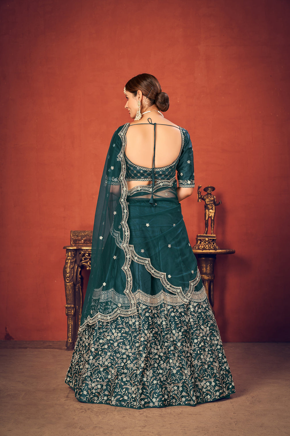 Rama Green With Art Silk Fabric And Heavy Thread With Sequince Embroidered Work And Including Heavy Can-Can And Canvas Lehenga Choli