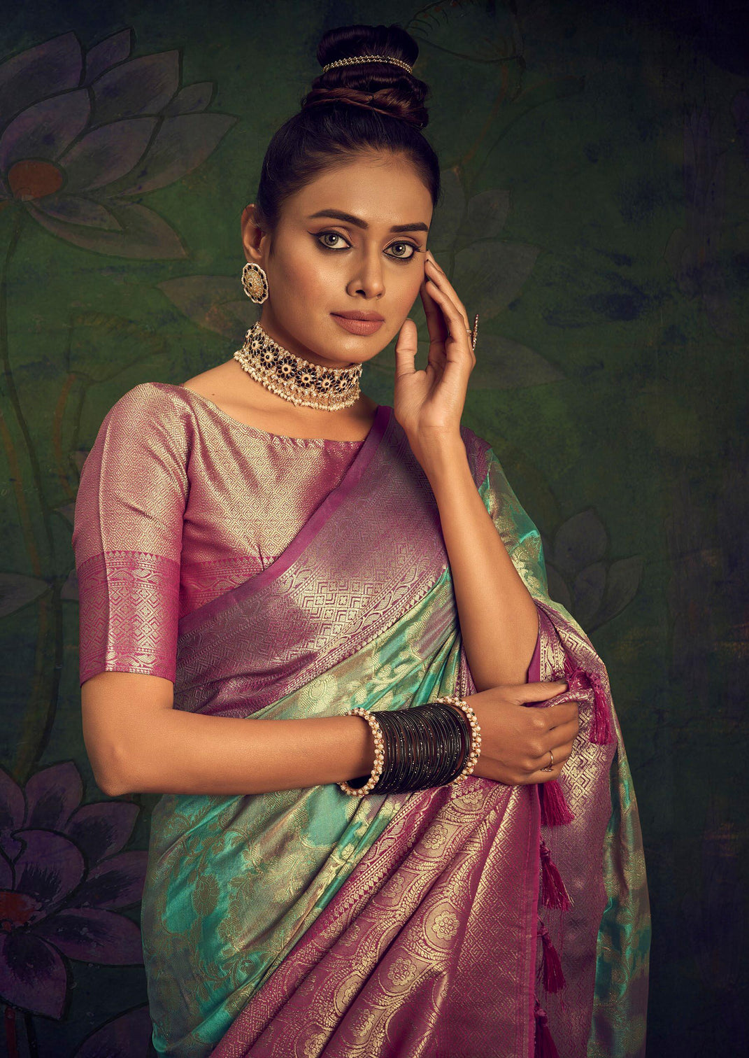 Sky Blue Saree in Organza