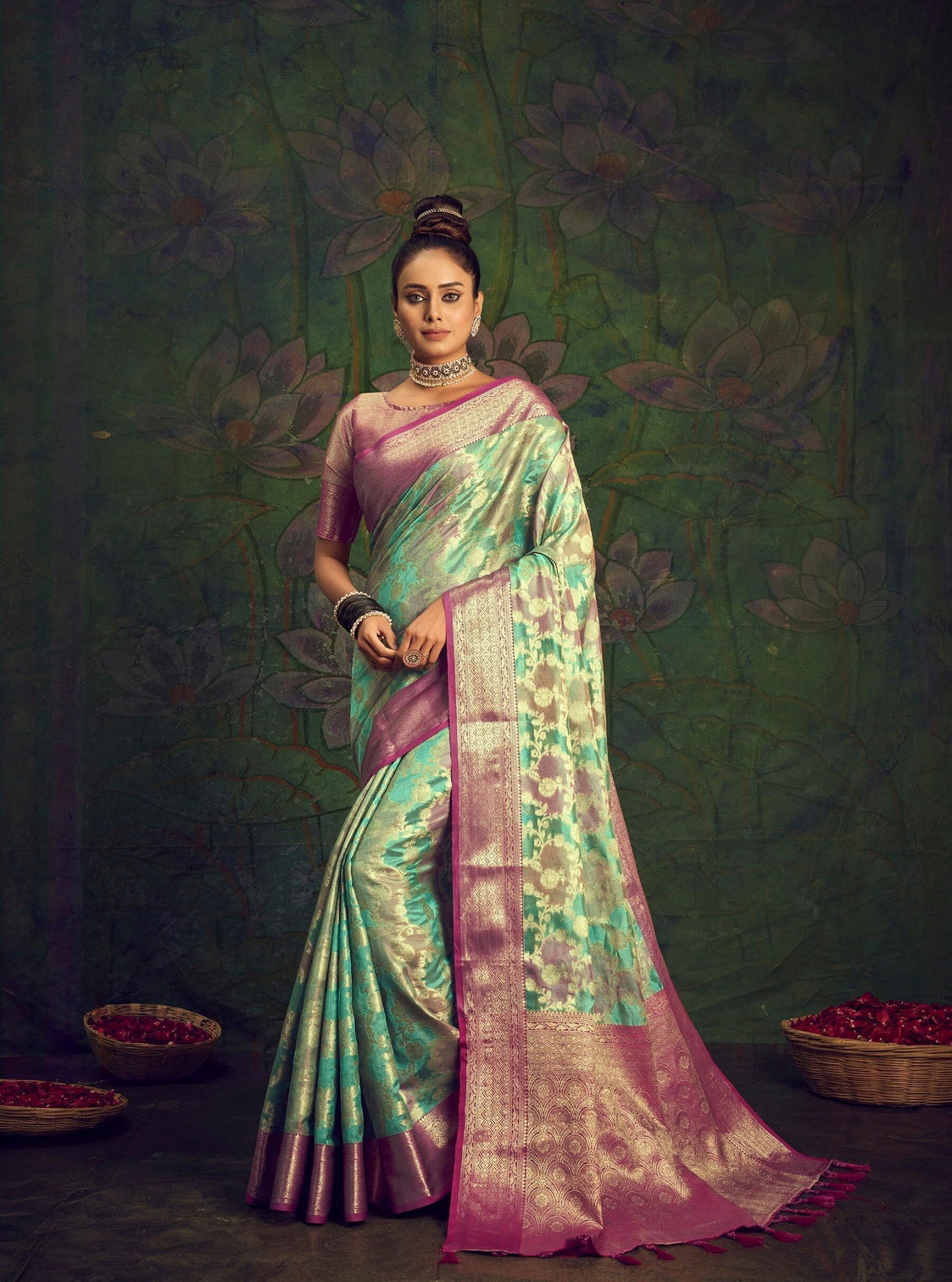 Sky Blue Saree in Organza