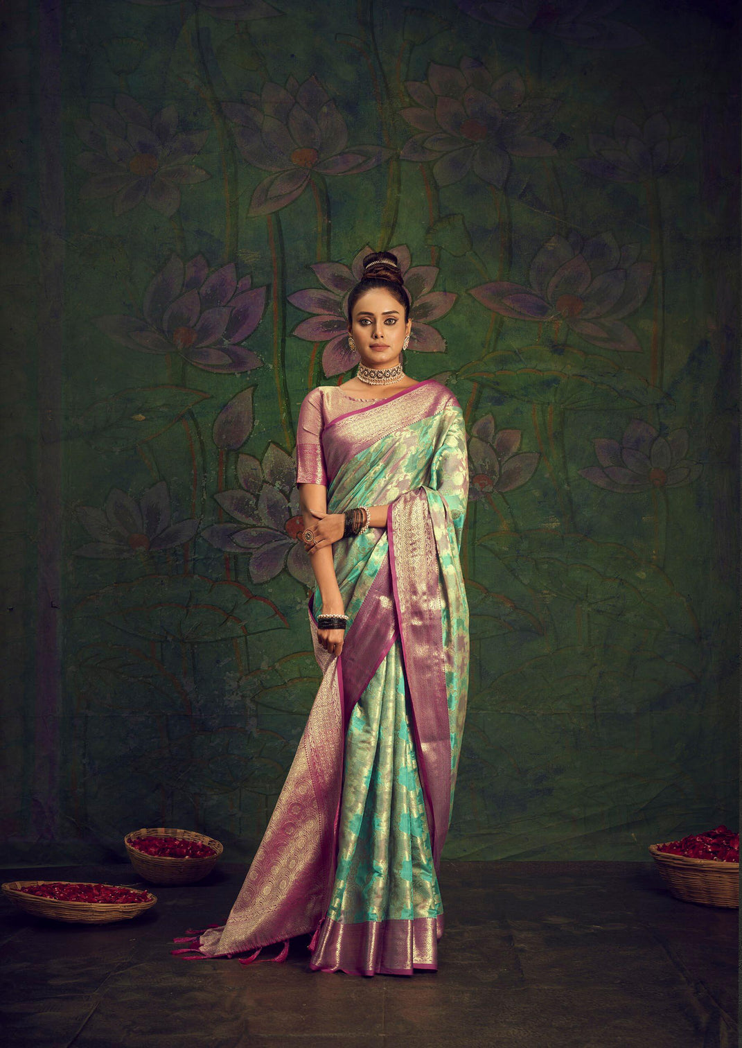 Sky Blue Saree in Organza