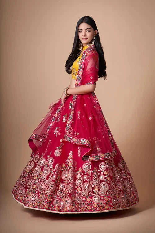 Rani Soft Net Sequins Embroidered Lehenga Choli Ensemble