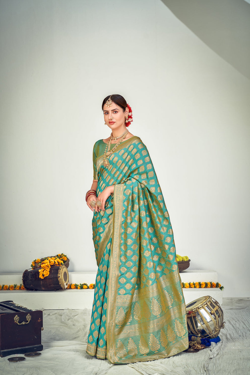Ravishing Green Banarasi Silk Wedding Wear Saree