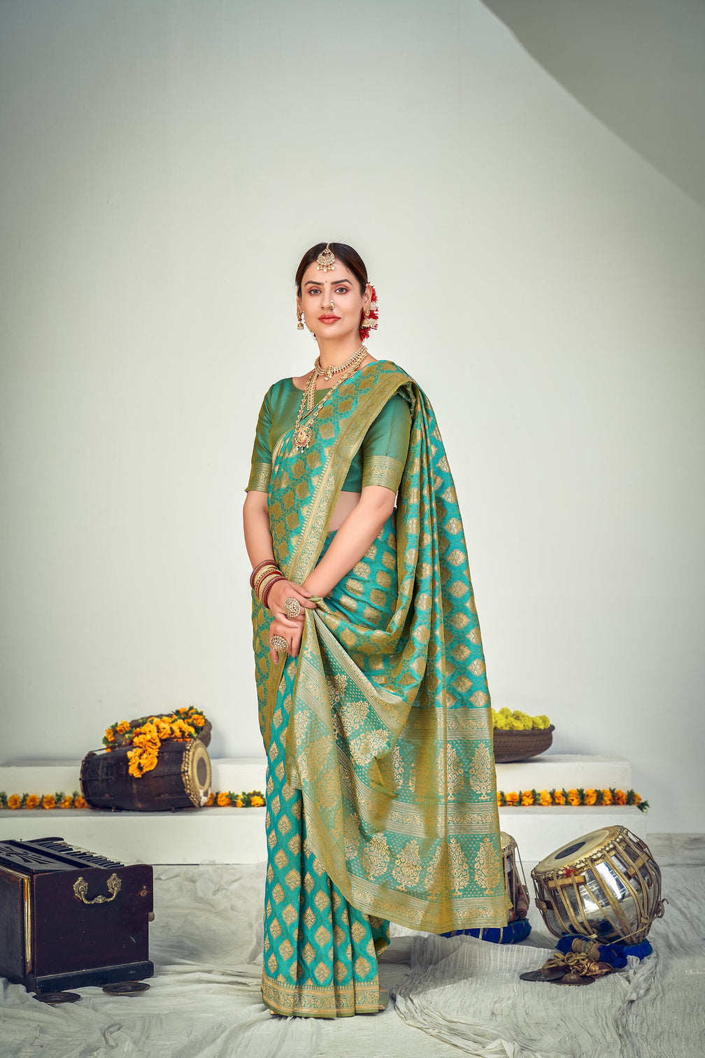 Ravishing Green Banarasi Silk Wedding Wear Saree
