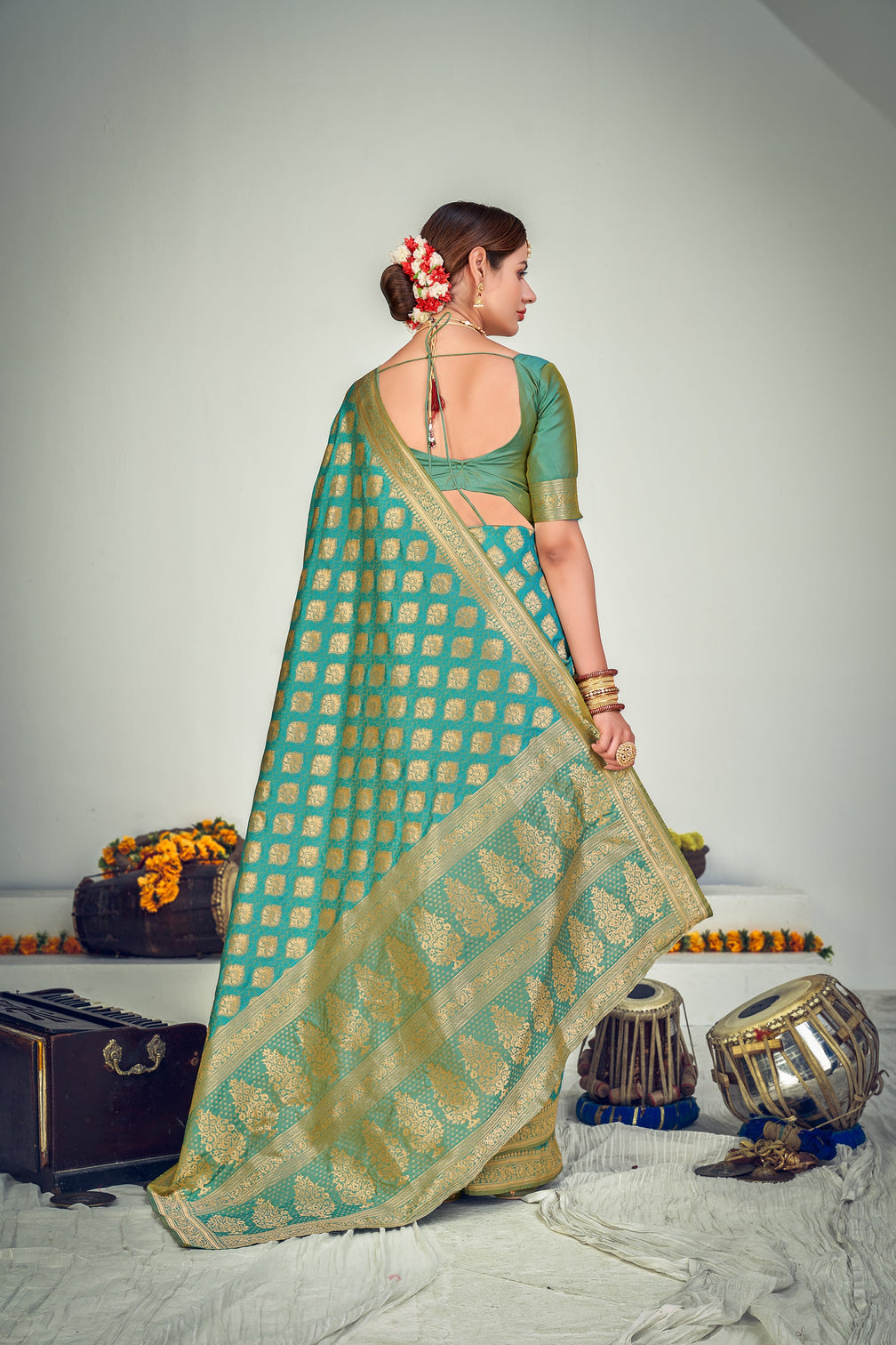 Ravishing Green Banarasi Silk Wedding Wear Saree