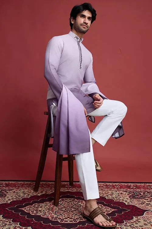 Stylish Mirror Work Rayon Men's Kurta Set