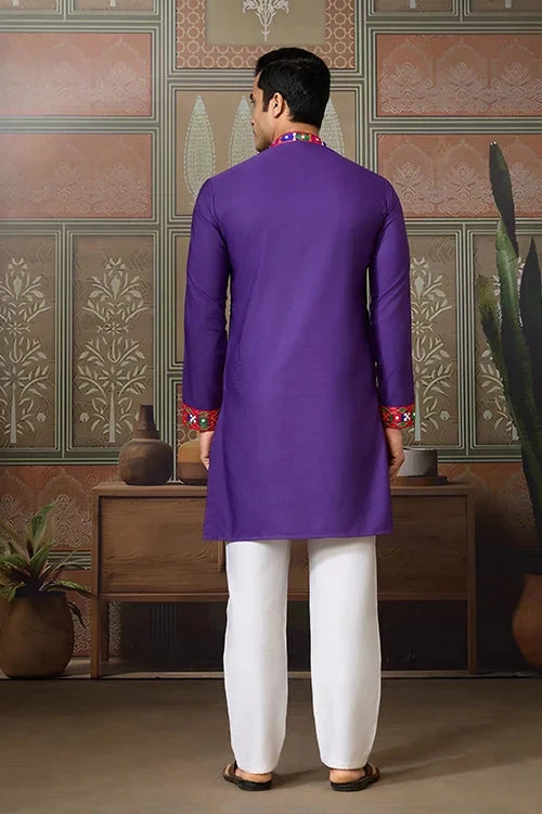 Readymade Purple Mens Kurta for Navratri Look