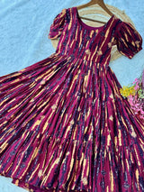 Wonderful Maroon Digital Printed Cotton Casual Wear Dress