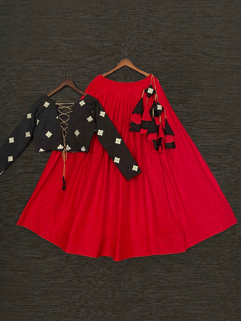 Red Color Pure Cotton Crop Top Latest Lehenga Choli