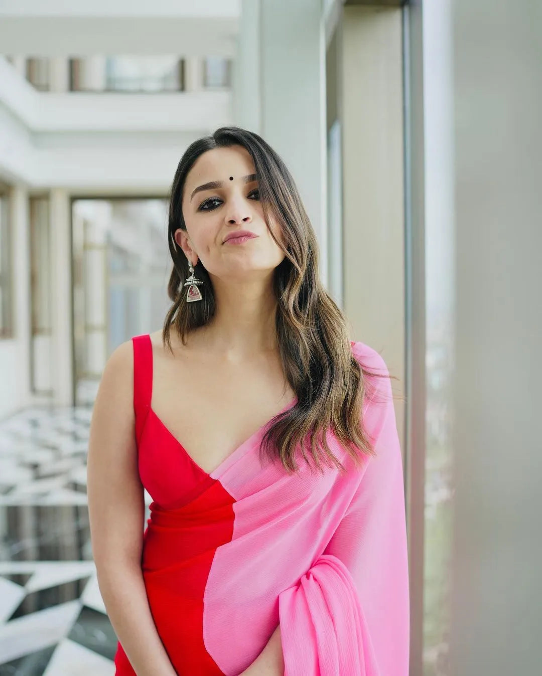 Red Alia Bhatt Inspired Party Wear Saree